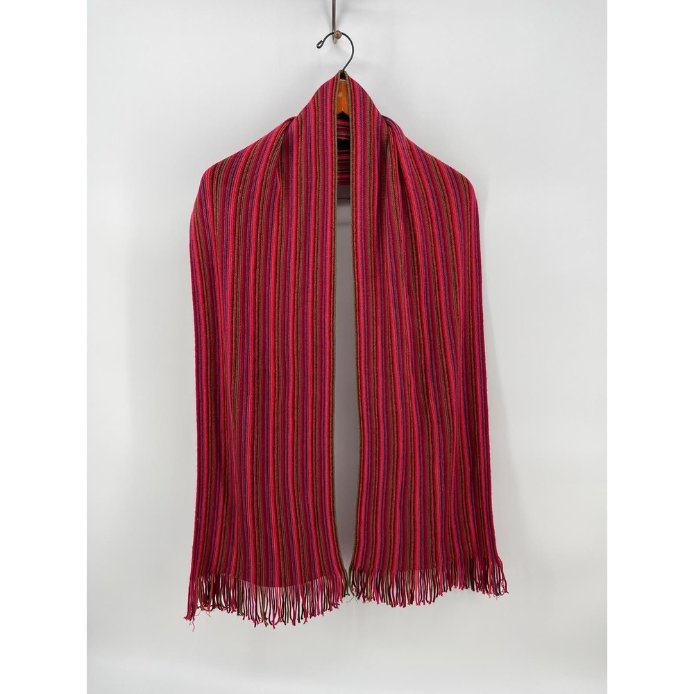 Colorful Striped Knit Scarf Fringe Boho Multicolor Warm Unisex Winter Soft Cozy - Picture 1 of 6